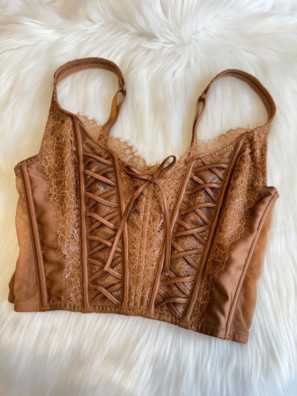 Victoria's Secret Very Sexy Unlined Corset Top Caramel Kiss Small DD